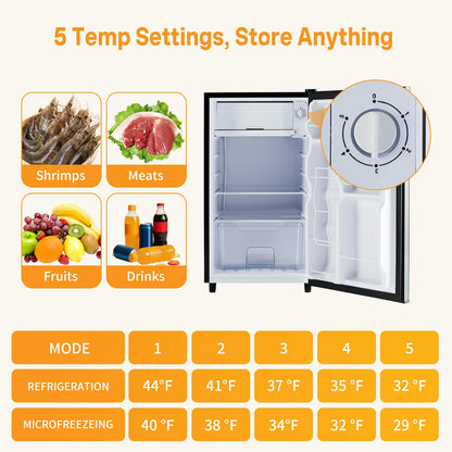 NEWBULIG Mini Fridge with Freezer - 3.2 Cu.Ft Compact Refrigerator