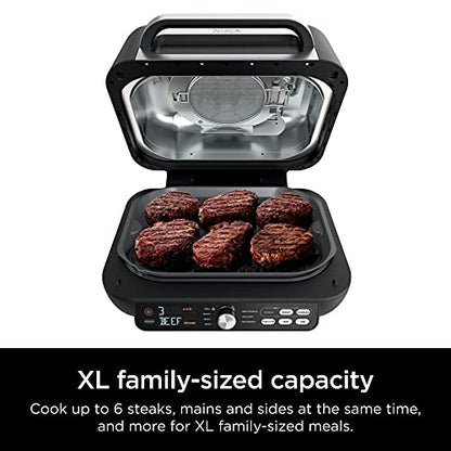 Ninja IG651 Foodi Smart XL Pro 7 in 1 Indoor Grill/Griddle Combo, use Opened or Closed, Air Fry, Dehydrate & More, Pro Power Grate, Flat Top, Crisper, Smart Thermometer, Black: Home & Kitchen