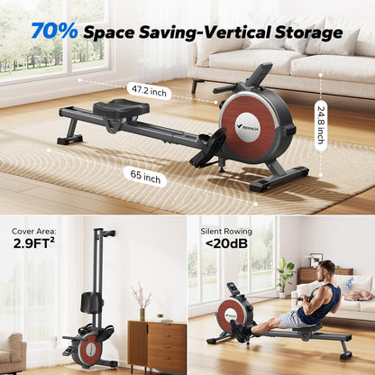 MERACH Magnetic Rowing Machine - 16 Levels, Quiet Resistance