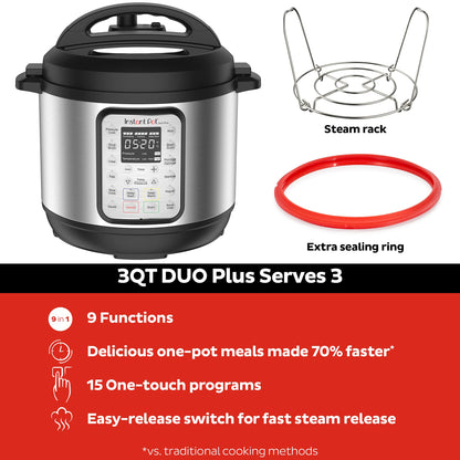 INSTANT POT Duo Plus 9-in-1 Electric Pressure Cooker, 3 Quart