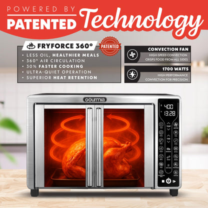 GOURMIA French Door Air Fryer - 25Qt Convection Oven, 17 Presets