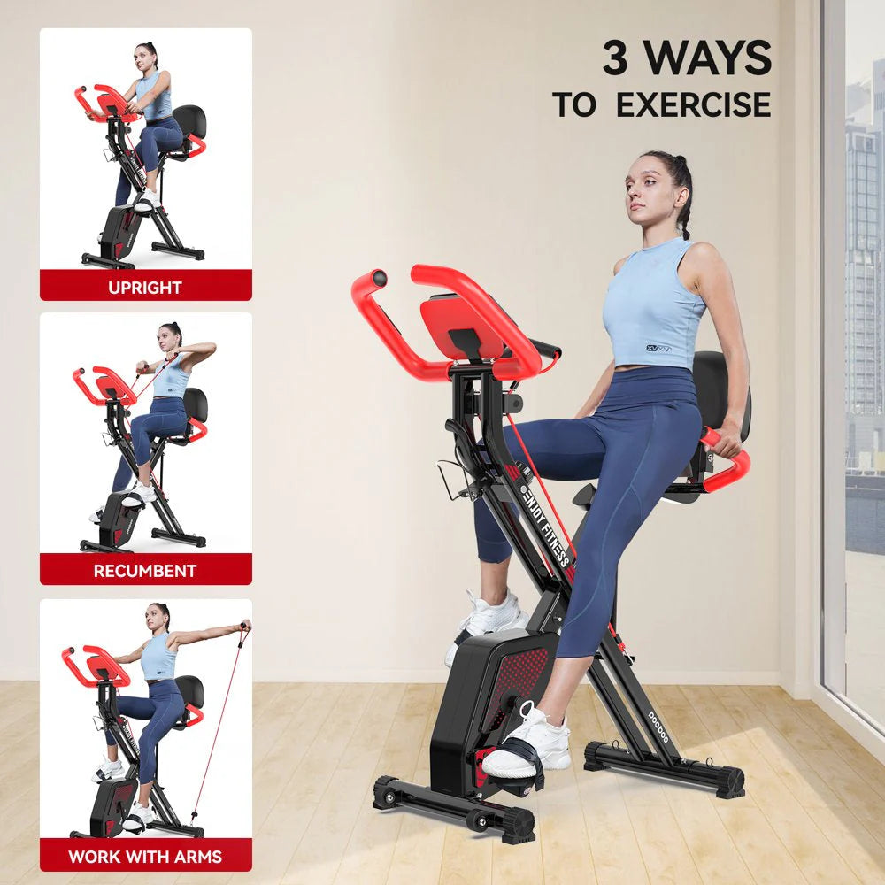 Pooboo 3 In 1 Foldable Exercise Bike Indoor Cycling Bike Workout 300Lb