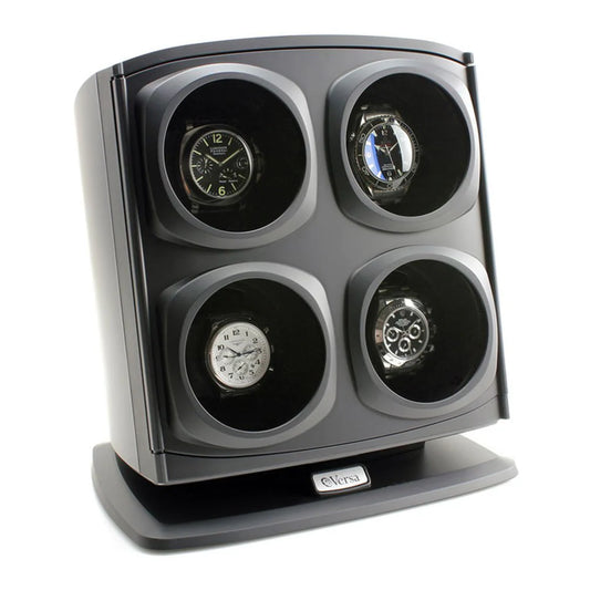 ON SALE Versa Quad Watch Winder in Black – Independently Controlled Settings – Multiple Direction and Timer Settings – Adjustable Watch Pillow – Plenty of Space for Large Watches