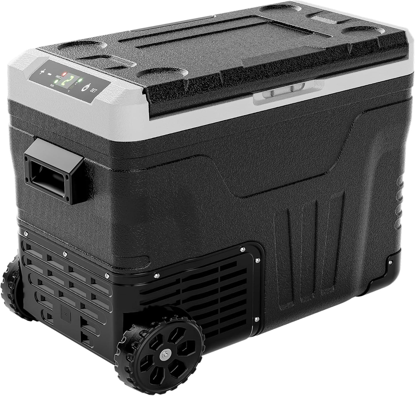 EUHOMY 12 Volt Refrigerator, 37QT(35L) Electric Cooler, Portable Freezer 12V/24V DC 110-240V AC, 12V Fridge -4℉~68℉, 12V Cooler with Wheels & 2 Baskets for Travel, Truck, Boat, Camping