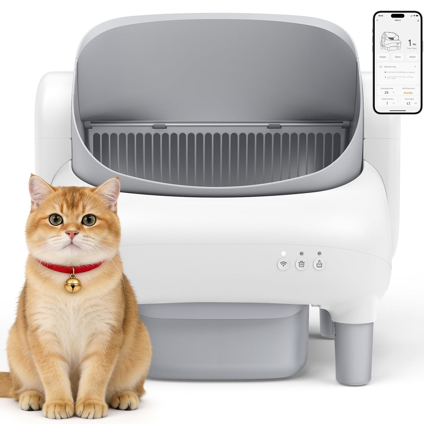 HAZRELA Automatic Cat Litter Box with App Control & Safety
