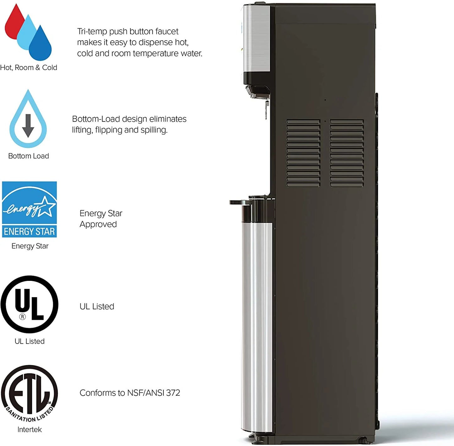 Brio Self Cleaning Bottom Loading Water Cooler Water Dispenser 3 Temperature Settings