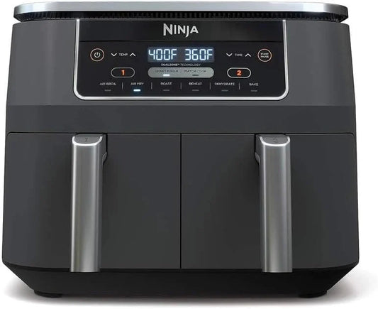 Ninja Foodi 10QT 6-in-1 DualZone Smart XL Air Fryer, 2 Independent 5QT Baskets, Smart Cook Thermometer, Match Cook, Smart Finish, Air Fry, Roast, Bake, Dehydrate, Reheat, Grey, DZ550