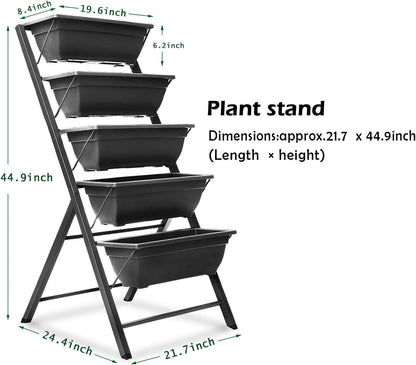 FOYUEE Vertical Herb Garden Planter Box Outdoor Elevated Raised Bed for Vegetables Flower Indoor with Drainage 5 Container