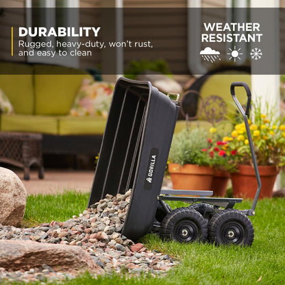 GORILLA CARTS Poly Garden Dump Cart - 600 lb Capacity Utility Wagon
