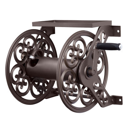 LIBERTY GARDEN 708 Steel Decorative Wall-Mount Hose Reel - Bronze