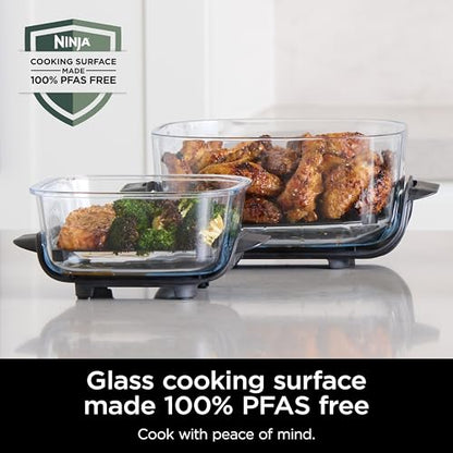 Ninja Crispi 4 in 1 Portable Glass Air Fryer Cooking System, 4QT & 6 Cup Glass Containers with Storage Lids, Easy Meals, Microwave, Freezer & Dishwasher Safe, Air Fry, Bake & More, Cyberspace, FN101GY : Home & Kitchen