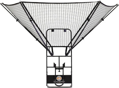 Rebounder Net Return System Portable Shot Trainer for Traditional Pole and Wall Mounted Hoops with Rotating Return Chute