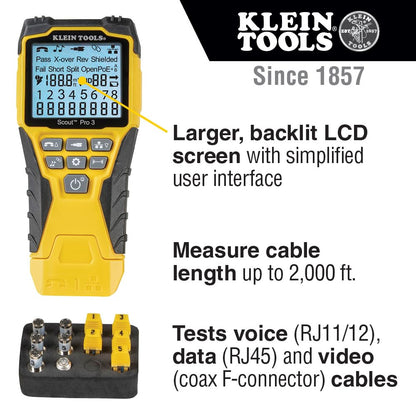 KLEIN TOOLS VDV501-851 Cable Tester Kit for Ethernet and Coax